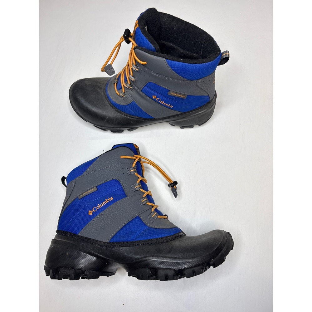 Columbia Kids Boots Waterproof Snow Bungee 7 Blue Grey Gorpcore Hiking Winter